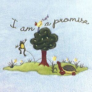 I Am a Promise Baby Throw Blanket 30" x 40" Blue Bill Gloria Gaither Turtle Frog